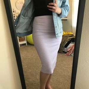 UO Purple and white gingham pencil skirt